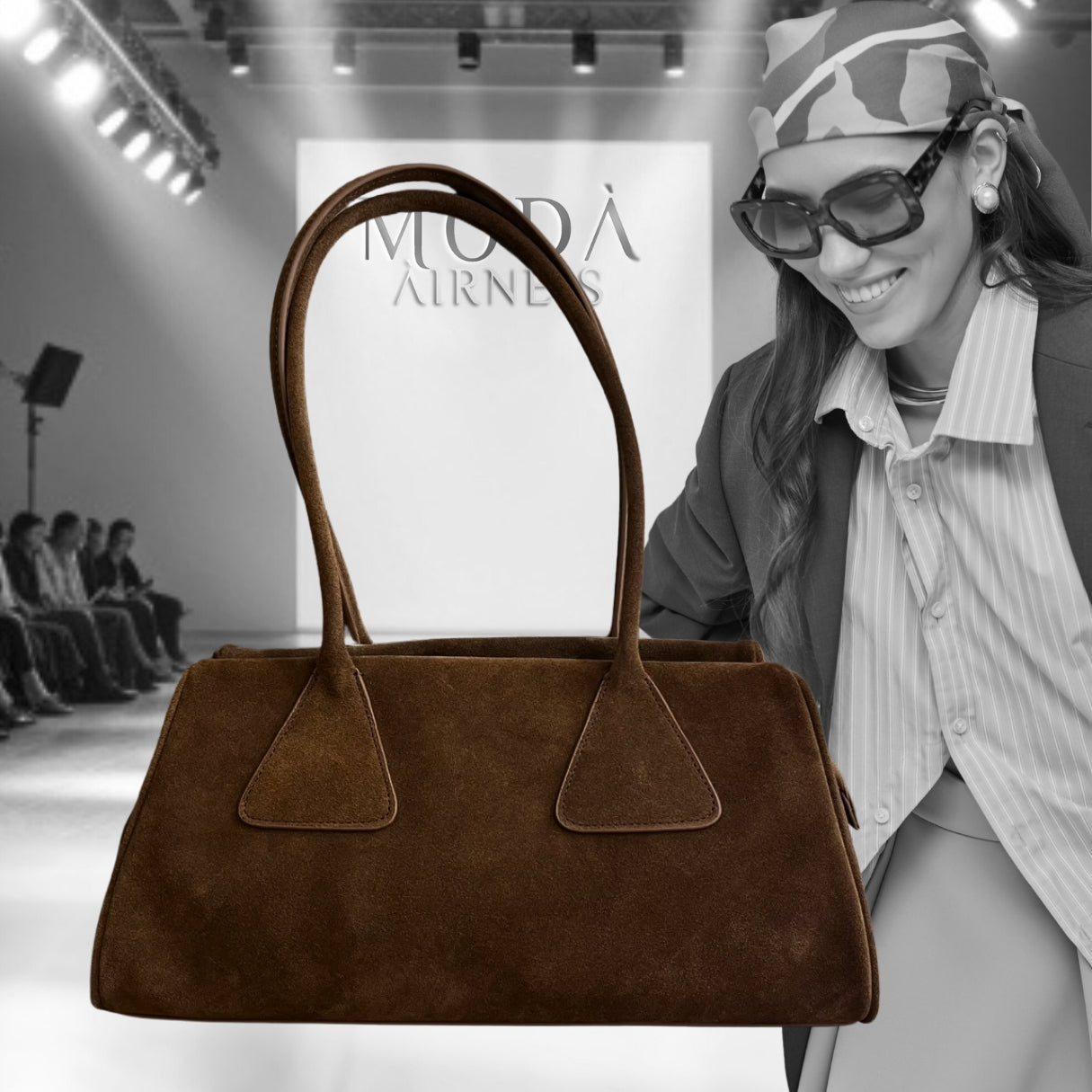 'PRISMA' prismic geometry suede or cowhide leather high grade underarm / shoulder handbag. stylish compact beautifully made. 32cm x 17cm x 15cm - Moda-Airneis