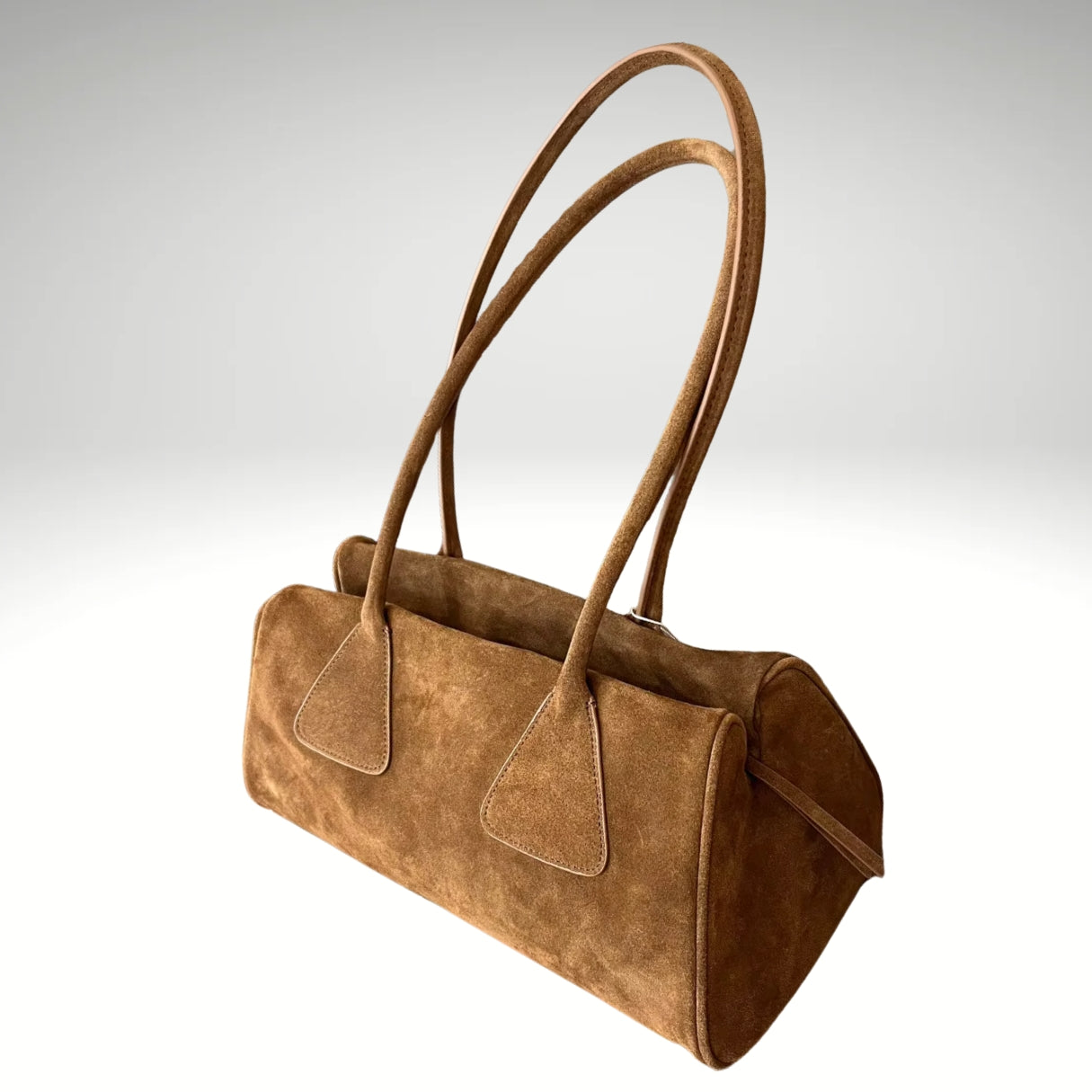 'PRISMA' prismic geometry suede or cowhide leather high grade underarm / shoulder handbag. stylish compact beautifully made. 32cm x 17cm x 15cm - Moda-Airneis
