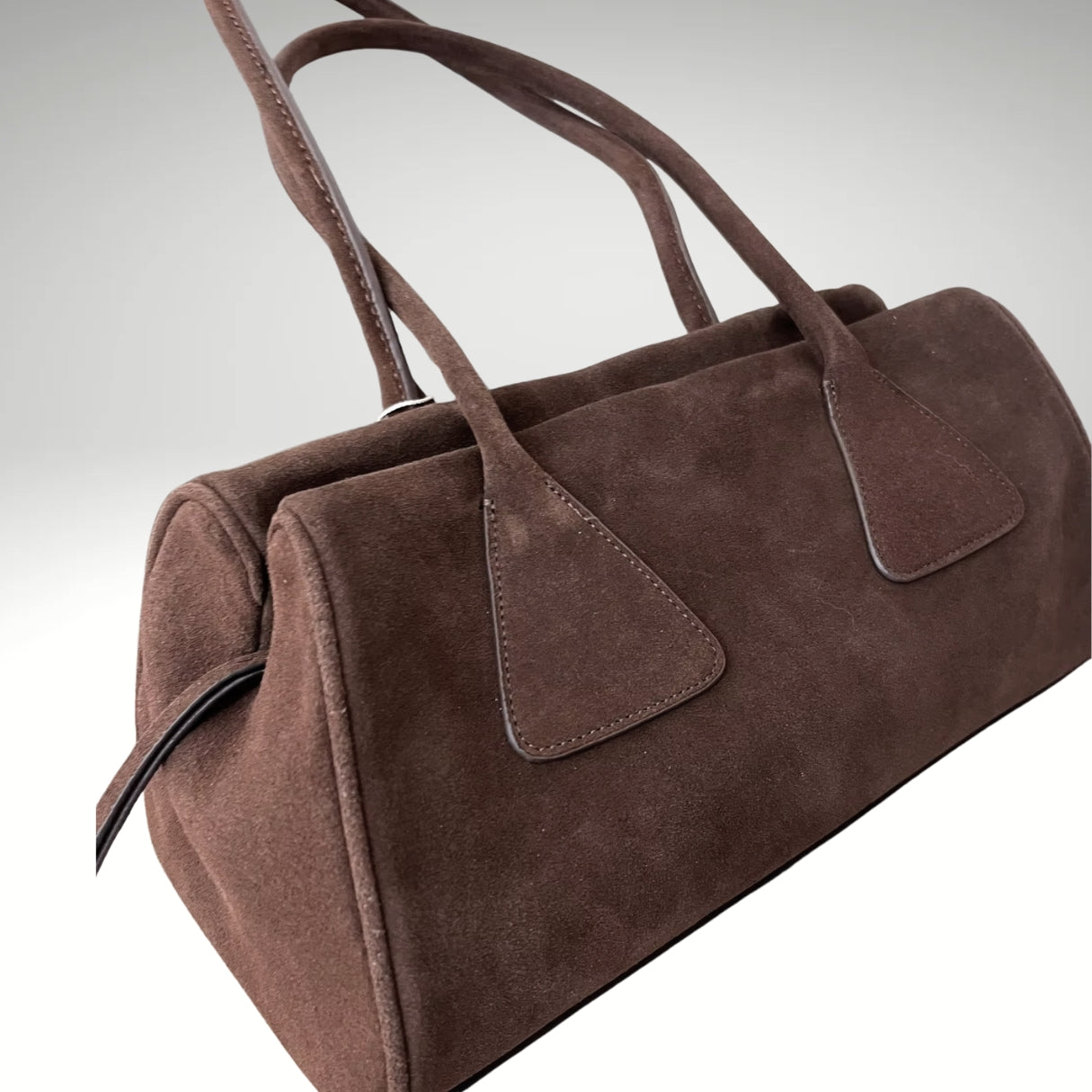 'PRISMA' prismic geometry suede or cowhide leather high grade underarm / shoulder handbag. stylish compact beautifully made. 32cm x 17cm x 15cm - Moda-Airneis