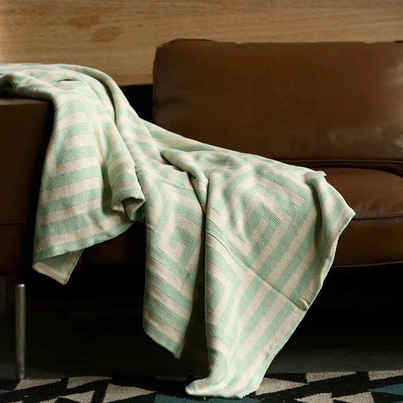 Throw Blanket Geometric Jacquard Knitted Blanket Throw 110cm x 150cm 43.3" x 59" - Moda-Airneis