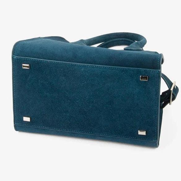 Suede Leather Italian Classic handbag. Genuine Cowhide Leather with hand and shoulder straps. 250x190x180mm 9.84x7.48x7.08" + 300x190x160mm 11.81x 7.48 x 6.30 - Moda-Airneis