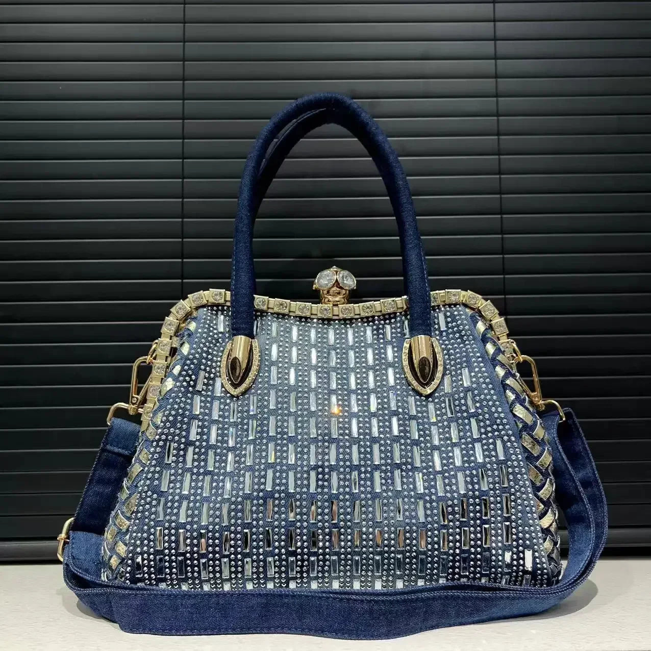 'Eve' Denim and 'diamonds' evening, clubbing or anytime (there are no rules here!) stylish, cute bag. Submit to your inner bling :) - Moda-Airneis