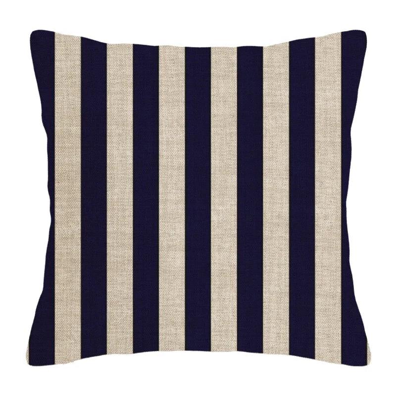 Cushion cover cotton linen flax stripe woven patterns - Moda-Airneis
