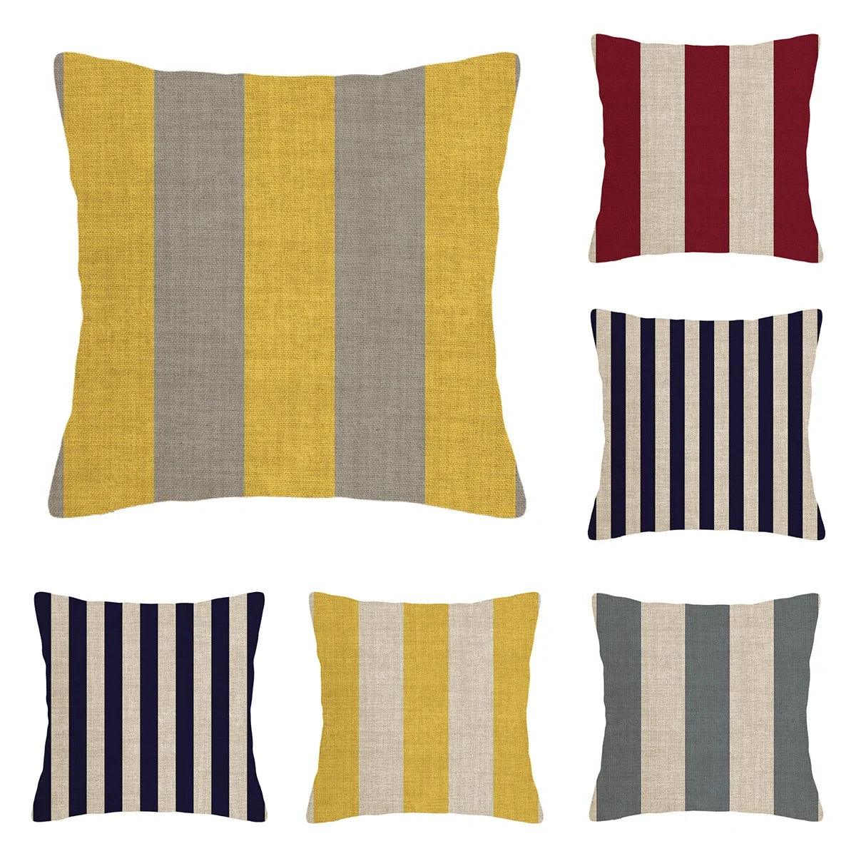 Cushion cover cotton linen flax stripe woven patterns - Moda-Airneis