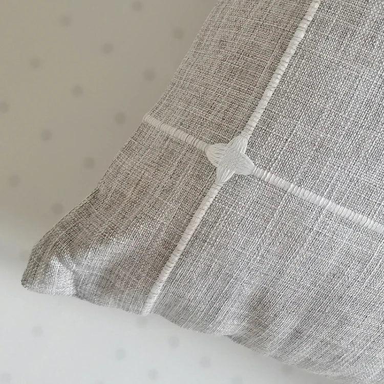 Simple Plaid Cushion Cover Brown Grey Embroidery Stripe 45x45cm 60x60cm Cotton Linen Pillow Cover Home Decoration Living Room - Moda-Airneis