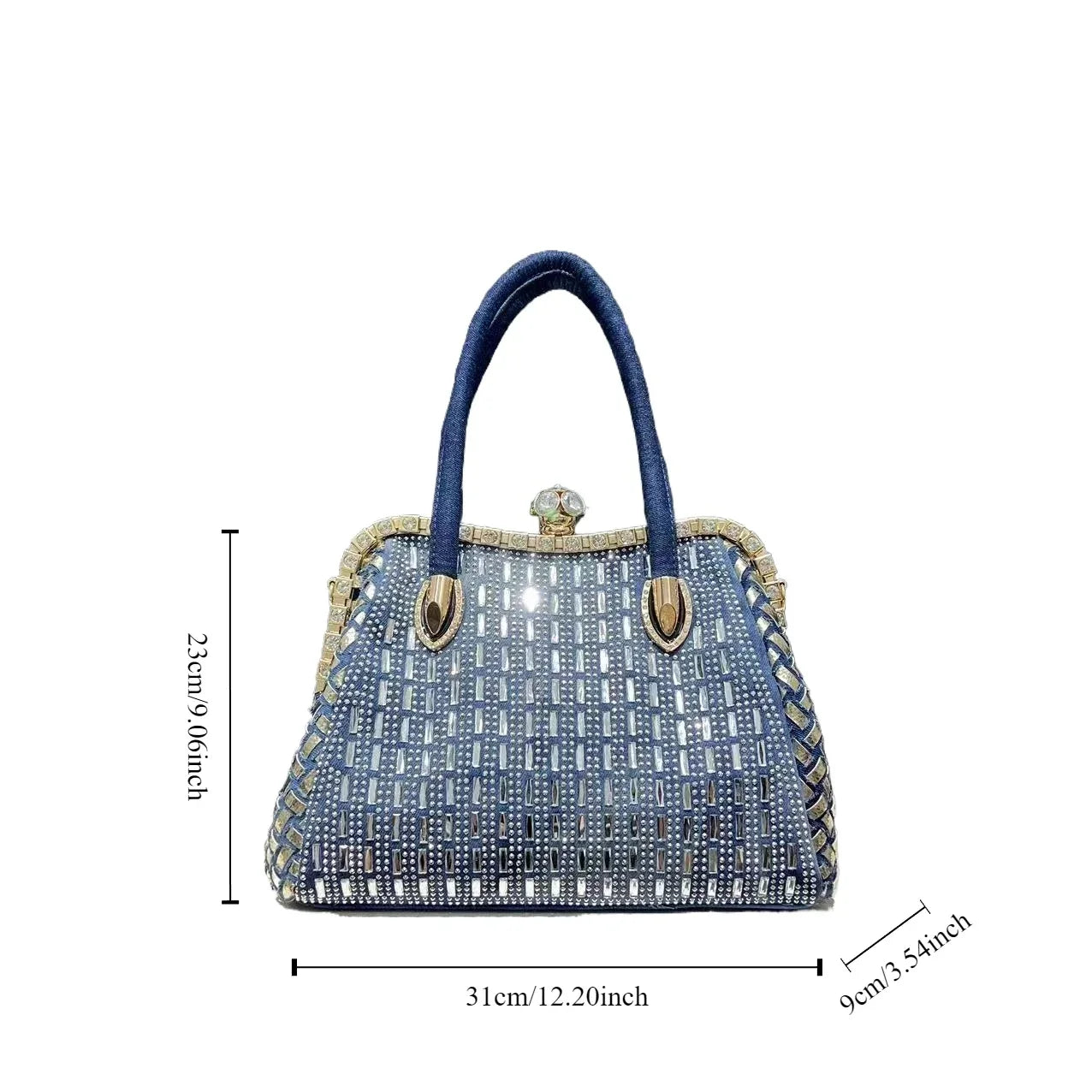 'Eve' Denim and 'diamonds' evening, clubbing or anytime (there are no rules here!) stylish, cute bag. Submit to your inner bling :) - Moda-Airneis