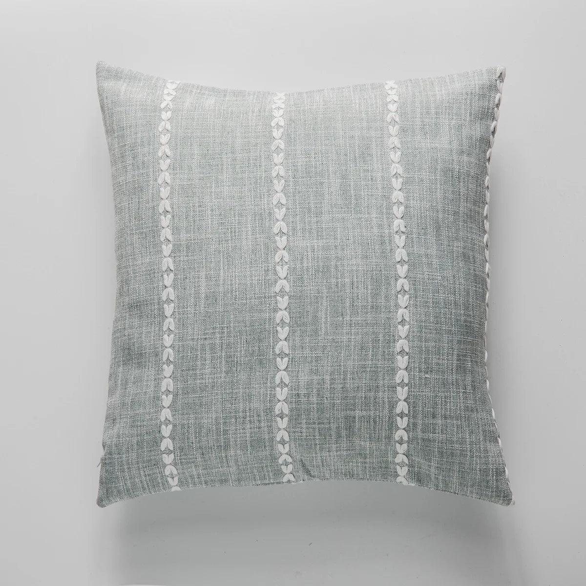 Simple Plaid Cushion Cover Brown Grey Embroidery Stripe 45x45cm 60x60cm Cotton Linen Pillow Cover Home Decoration Living Room - Moda-Airneis