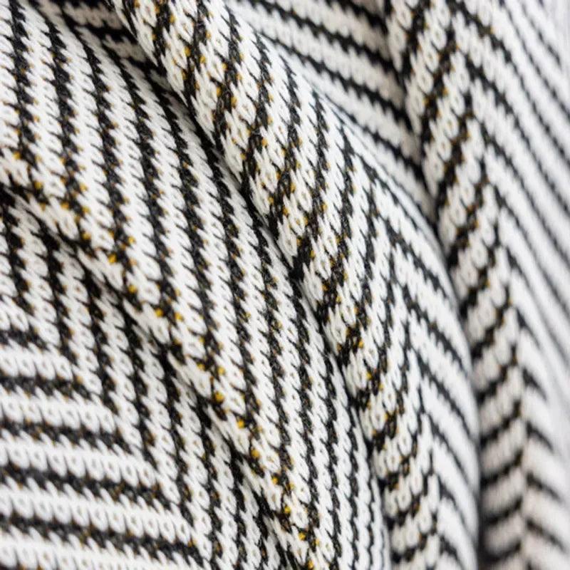 Blanket Diagonal Stripe Knitted Throw Tassel corners 130cm x 150cm 51.2" x 59" - Moda-Airneis