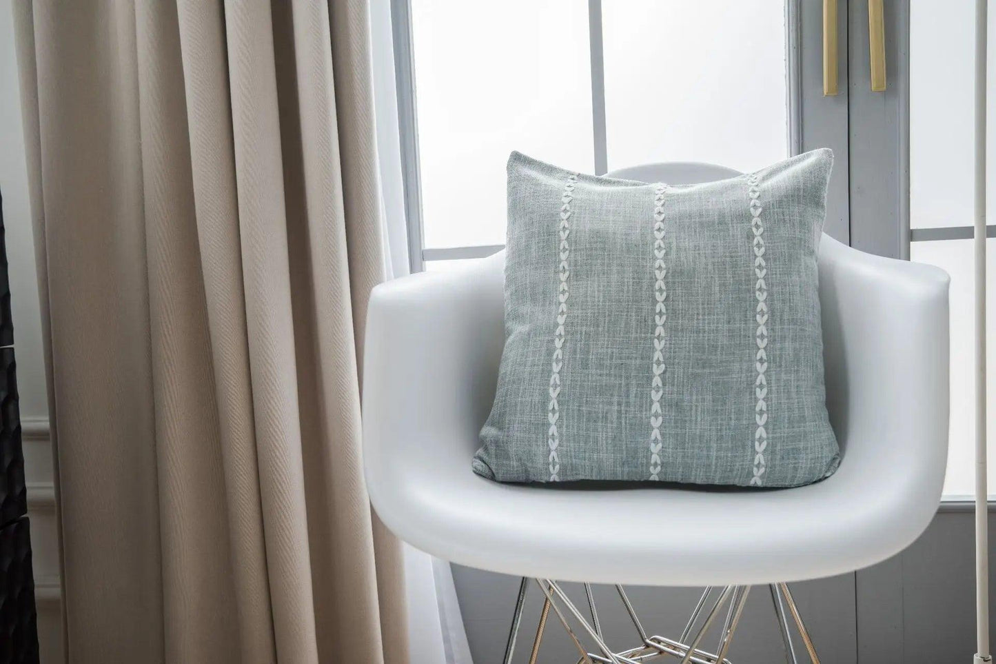 Simple Plaid Cushion Cover Brown Grey Embroidery Stripe 45x45cm 60x60cm Cotton Linen Pillow Cover Home Decoration Living Room - Moda-Airneis