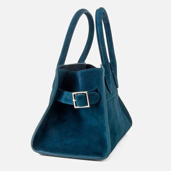Suede Leather Italian Classic handbag. Genuine Cowhide Leather with hand and shoulder straps. 250x190x180mm 9.84x7.48x7.08" + 300x190x160mm 11.81x 7.48 x 6.30 - Moda-Airneis