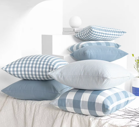 Light Blue Baby Blue Pillow Covers Plaid 30x50cm/45x45cm