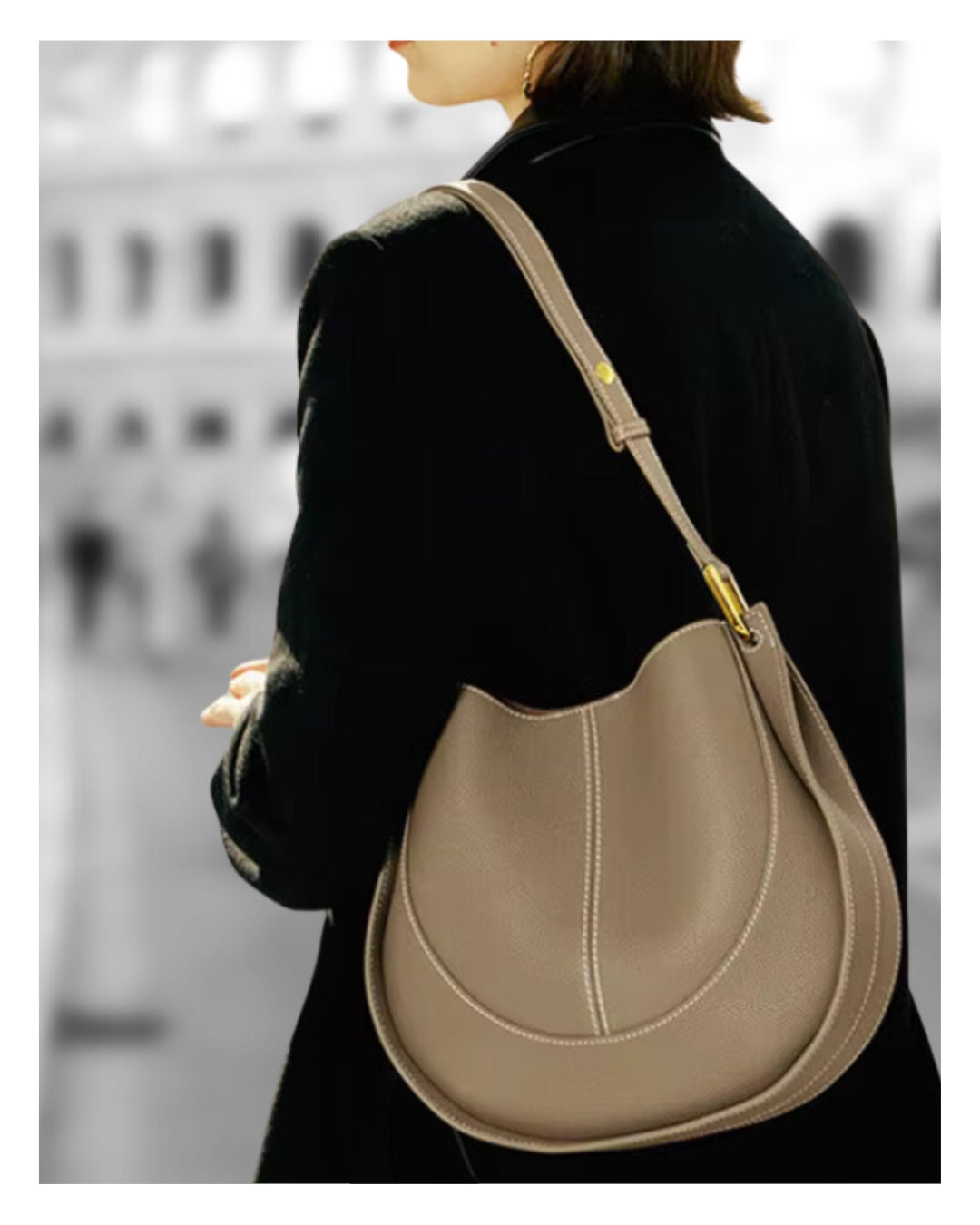 'Roma' Stylish Cowhide Leather 28cm (11.02") shoulder or crossbody tote bag. - Moda-Airneis