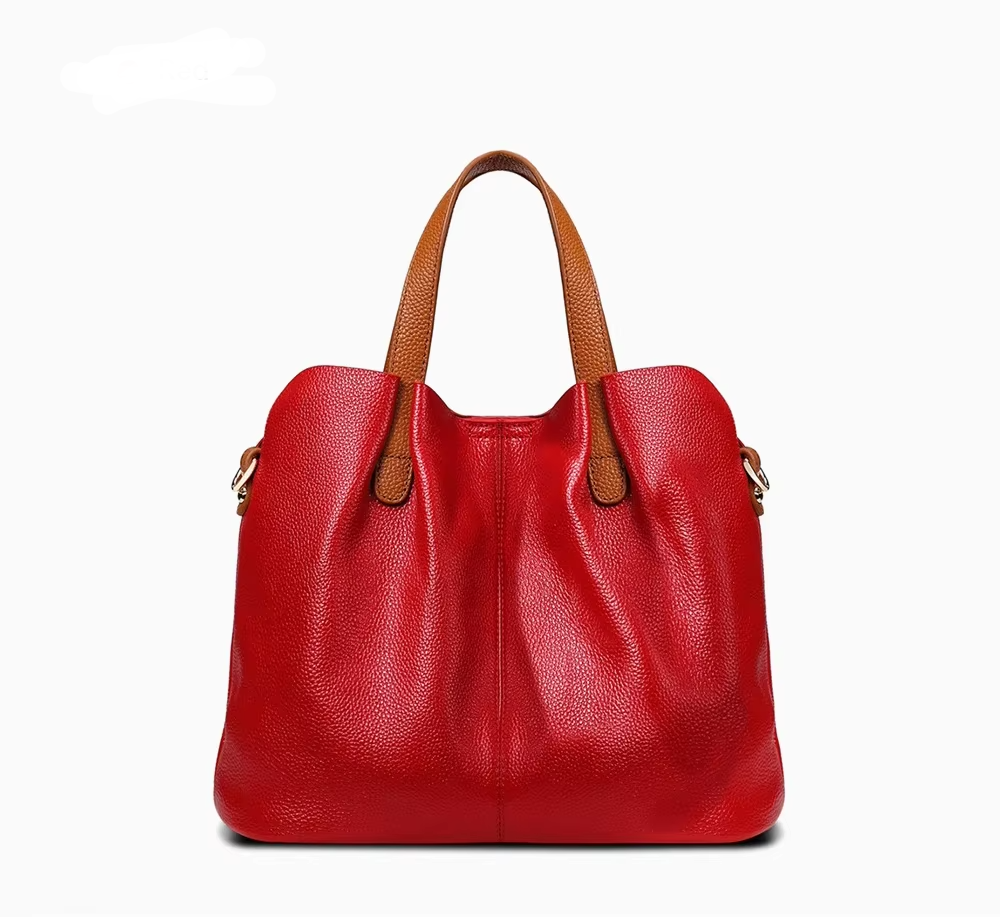 Top grain soft hand cowhide leather versatile  tote handbag shoulder crossbody bag 33cm/13"  5 colourways.