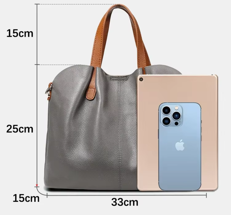 Top grain soft hand cowhide leather versatile  tote handbag shoulder crossbody bag 33cm/13"  5 colourways.