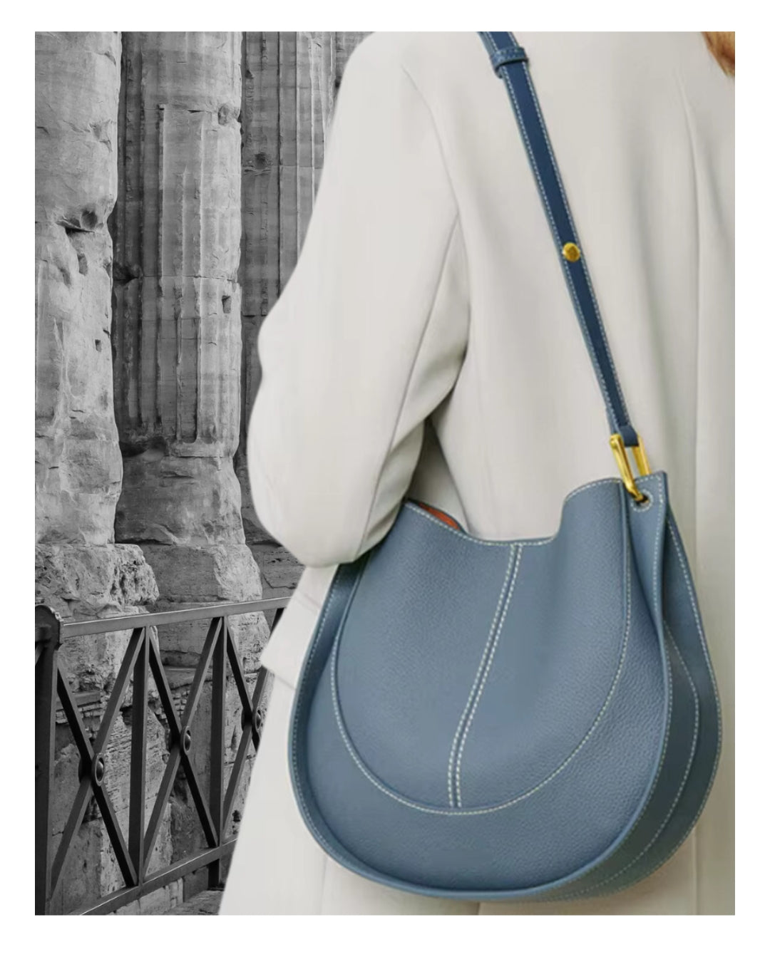 'Roma' Stylish Cowhide Leather 28cm (11.02") shoulder or crossbody tote bag. - Moda-Airneis
