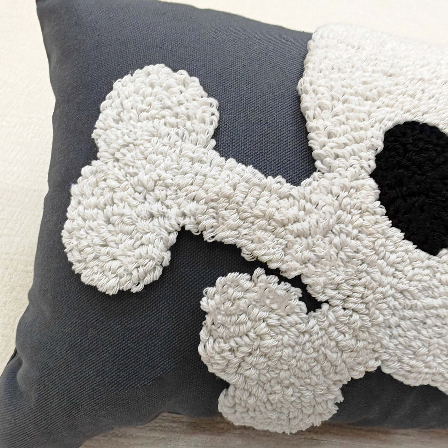 Contemporary Skull & Crossbones Throw Pillow Cover, 30 x 50 cm,Limited Edition Handcrafted Chenille, Cotton & Polyester Blend with Zipper Closure,