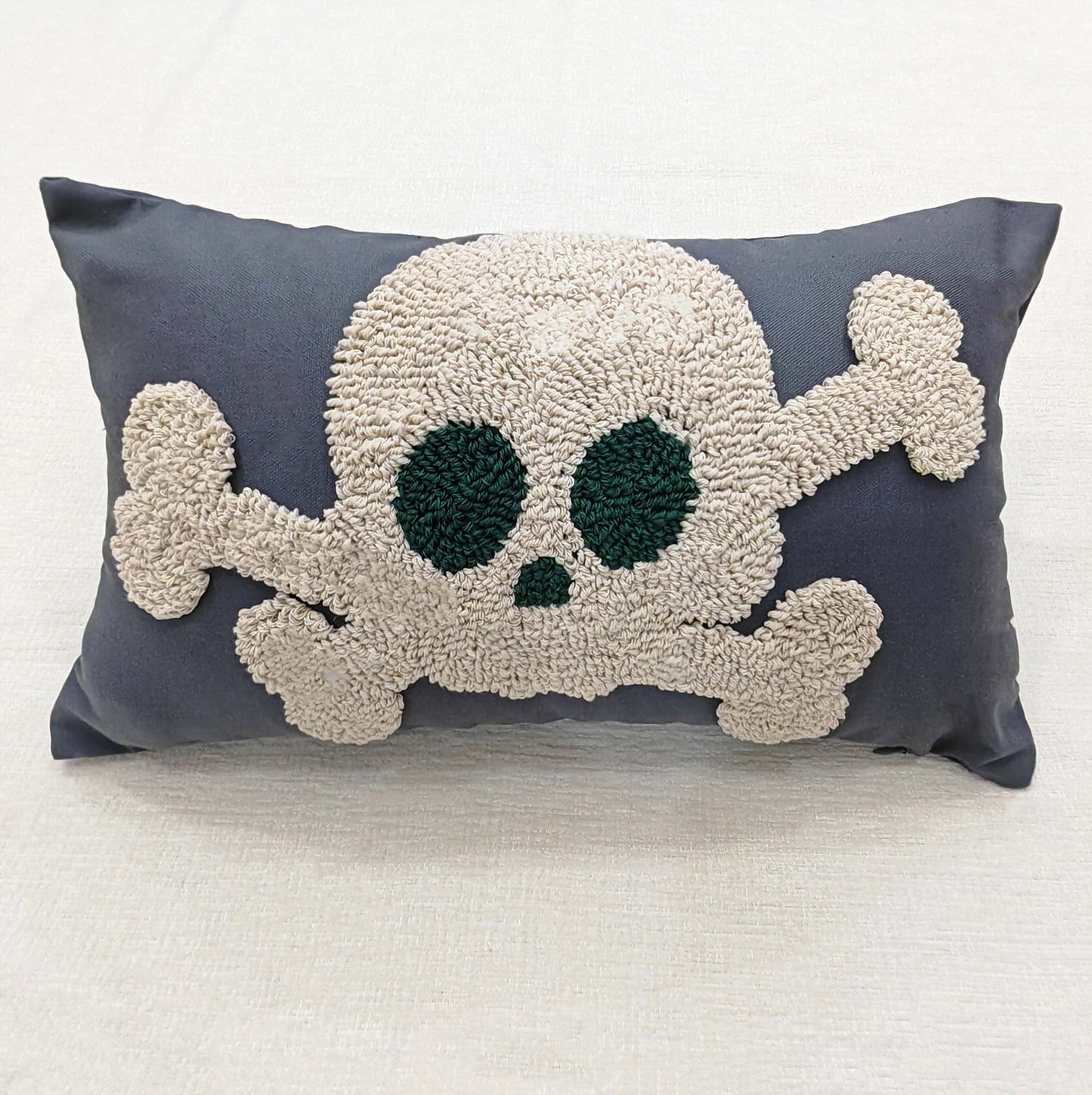 Contemporary Skull & Crossbones Throw Pillow Cover, 30 x 50 cm,Limited Edition Handcrafted Chenille, Cotton & Polyester Blend with Zipper Closure,