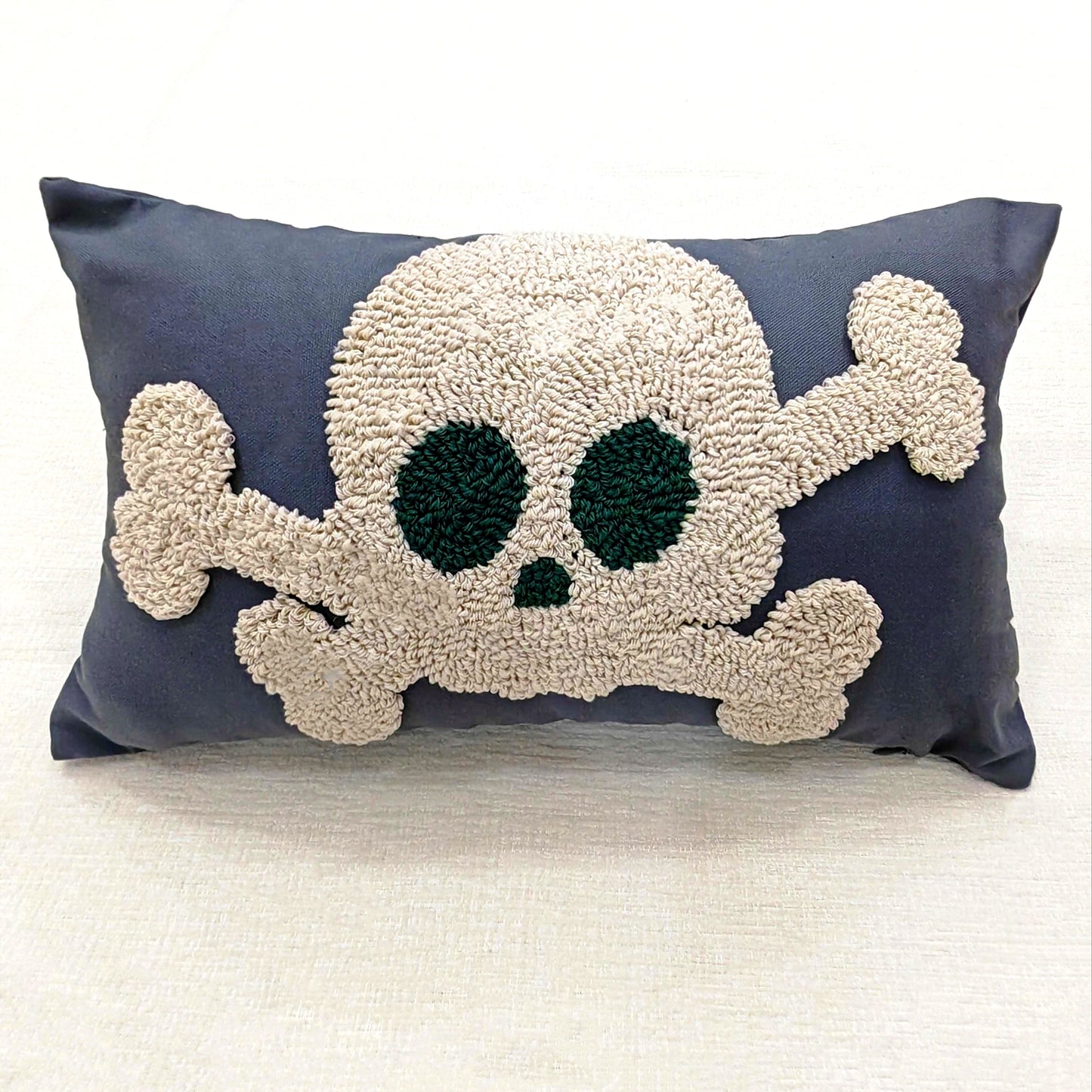 Contemporary Skull & Crossbones Throw Pillow Cover, 30 x 50 cm,Limited Edition Handcrafted Chenille, Cotton & Polyester Blend with Zipper Closure,