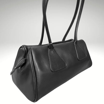 'PRISMA' prismic geometry suede or cowhide leather high grade underarm / shoulder handbag. stylish compact beautifully made. 32cm x 17cm x 15cm - Moda-Airneis