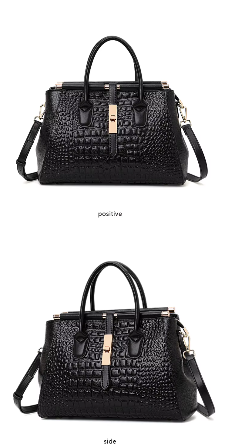 Genuine leather women's handbag, crocodile pattern design, high-end luxury cowhide. 32x23cm   12.50x9.05"