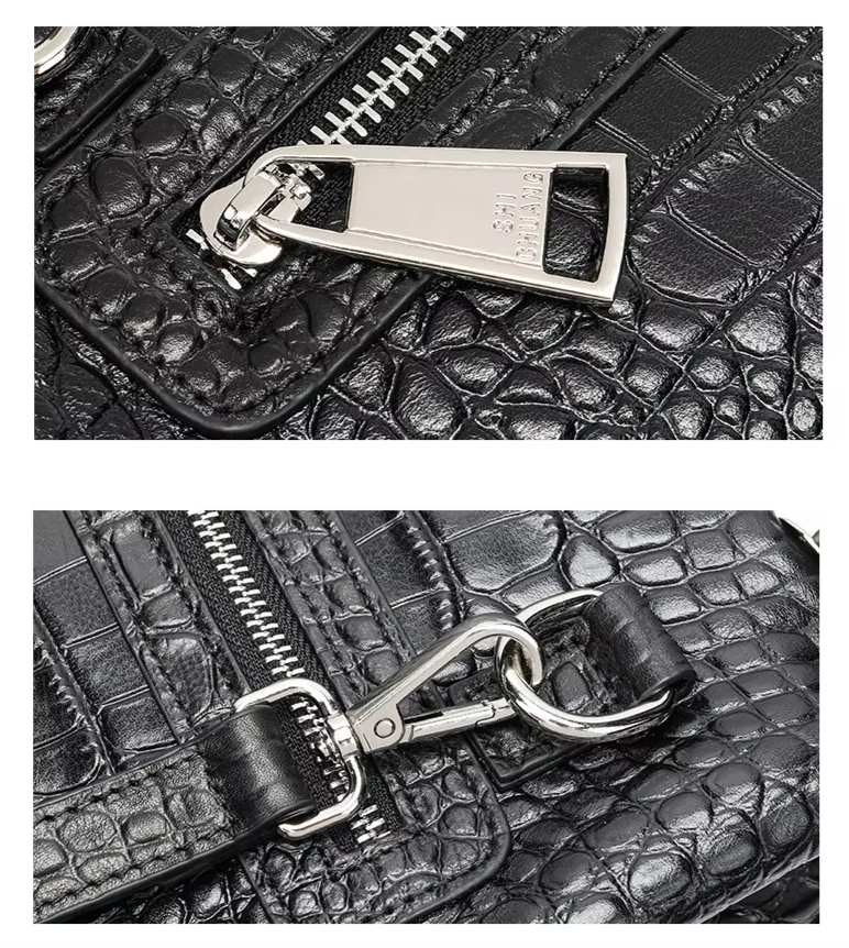 High-grade Leather Women's Luxury Crocodile Pattern Handbag 31.5cm