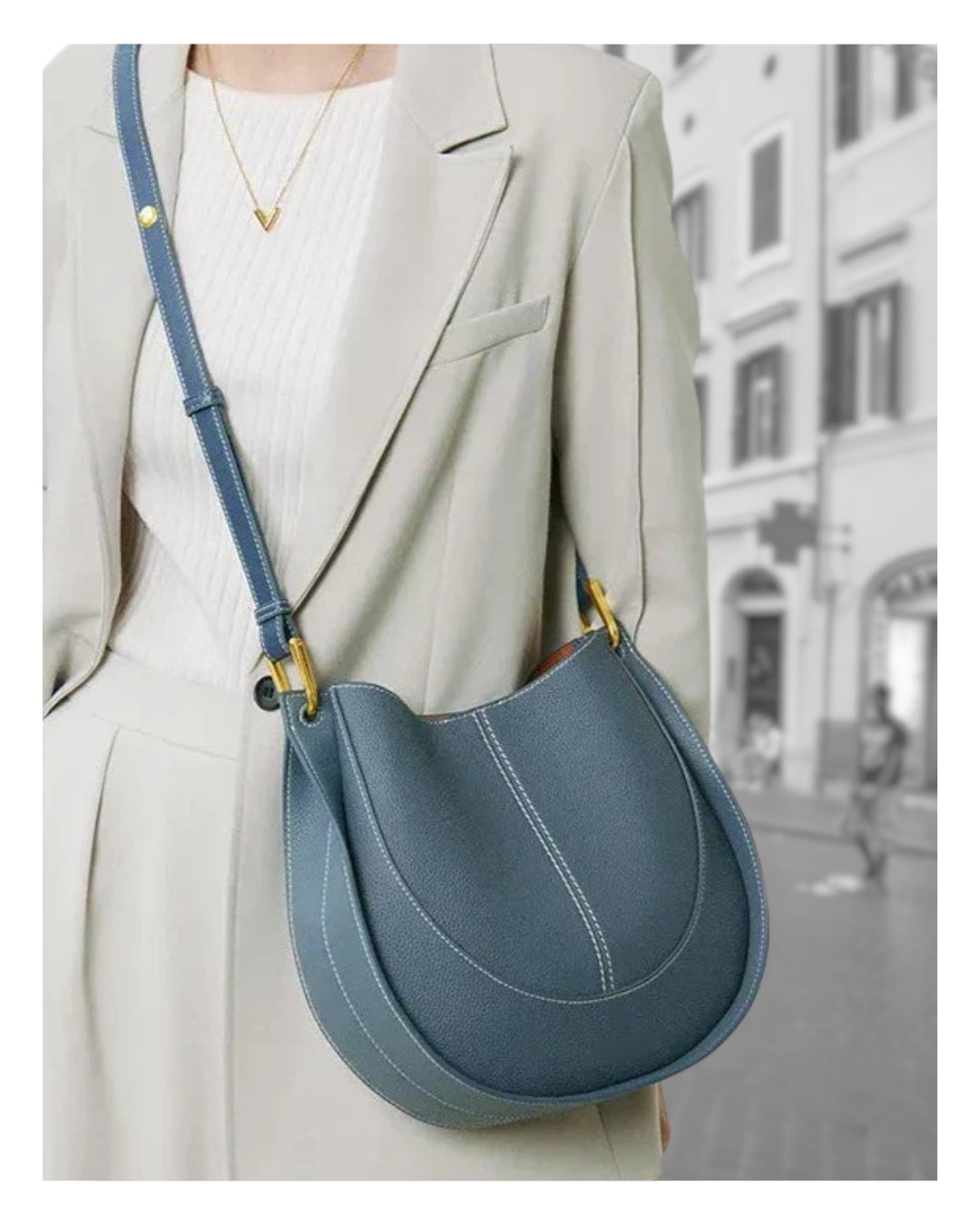 'Roma' Stylish Cowhide Leather 28cm (11.02") shoulder or crossbody tote bag. - Moda-Airneis