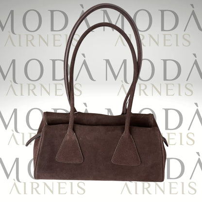 'PRISMA' prismic geometry suede or cowhide leather high grade underarm / shoulder handbag. stylish compact beautifully made. 32cm x 17cm x 15cm - Moda-Airneis