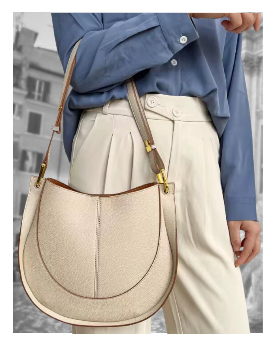 'Roma' Stylish Cowhide Leather 28cm (11.02") shoulder or crossbody tote bag. - Moda-Airneis