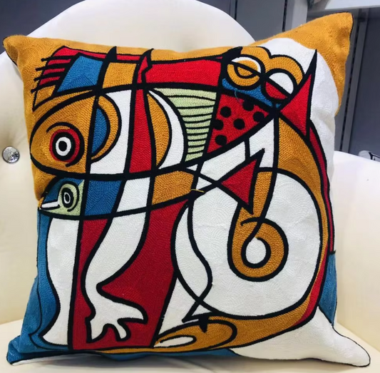 High Quality Picasso Abstract Embroidered Canvas Cushion Covers Premium Soft Funda De Cojin Pop Art Cushions to 'pop' your home.18" x18"  45cm x 45cm 

20 + patterns so be sure to look.