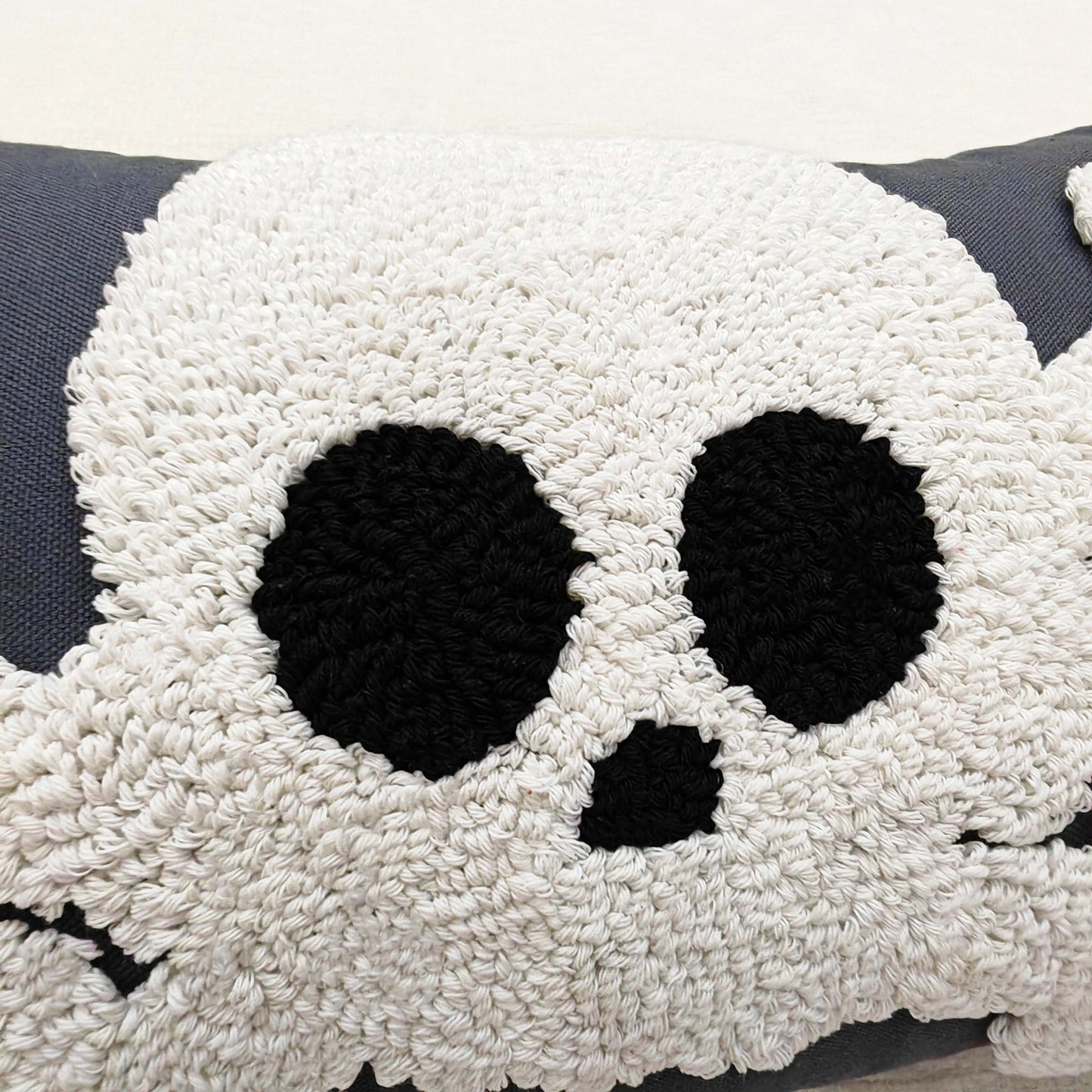 Contemporary Skull & Crossbones Throw Pillow Cover, 30 x 50 cm,Limited Edition Handcrafted Chenille, Cotton & Polyester Blend with Zipper Closure,