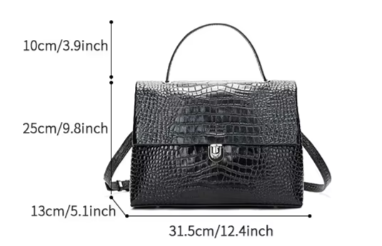 High-grade Leather Women's Luxury Crocodile Pattern Handbag 31.5cm