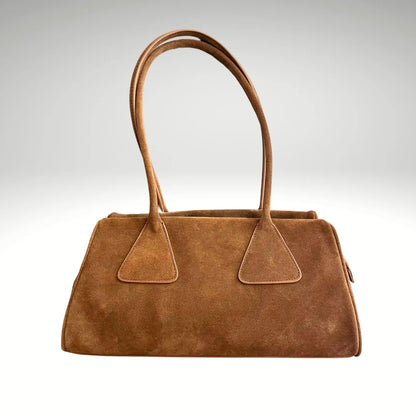 'PRISMA' prismic geometry suede or cowhide leather high grade underarm / shoulder handbag. stylish compact beautifully made. 32cm x 17cm x 15cm - Moda-Airneis