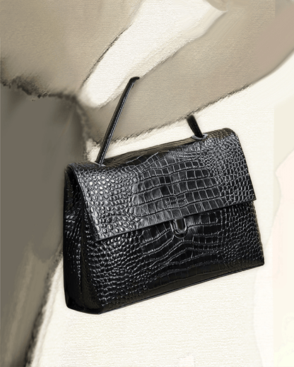 High-grade Leather Women's Luxury Crocodile Pattern Handbag 31.5cm - Moda-Airneis