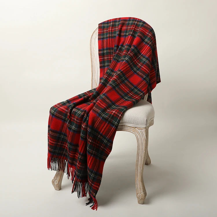 Luxurious thick tartan throw blanket 140cm x 180cm 55.11" x 71"