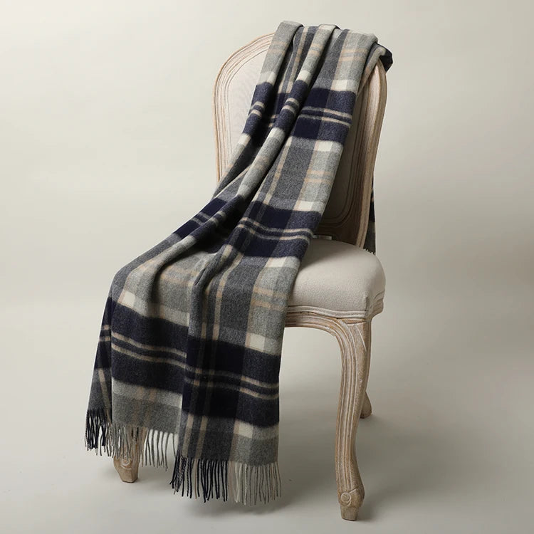 Luxurious thick tartan throw blanket 140cm x 180cm 55.11" x 71"