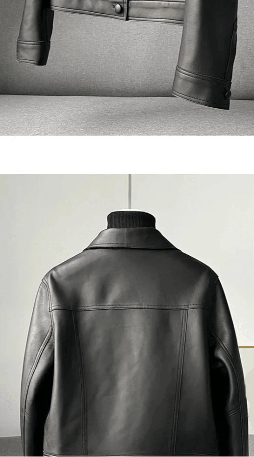 Short beautifly soft and luxurious Real Sheepskin Leather Jackets Chic Lapel Single-breasted - Moda-Airneis
