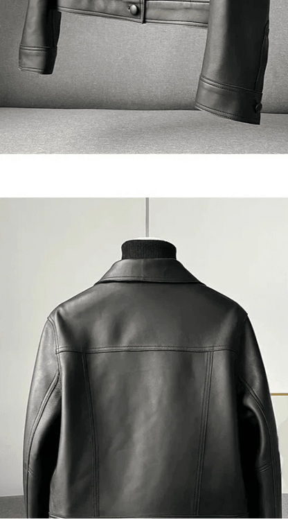 Short beautifly soft and luxurious Real Sheepskin Leather Jackets Chic Lapel Single-breasted - Moda-Airneis
