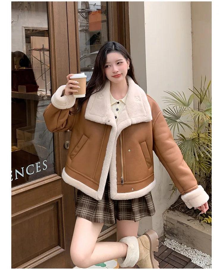 Lamb sheepskin shearling jacket super warm, an essential. Super now worn oversized. - Moda-Airneis