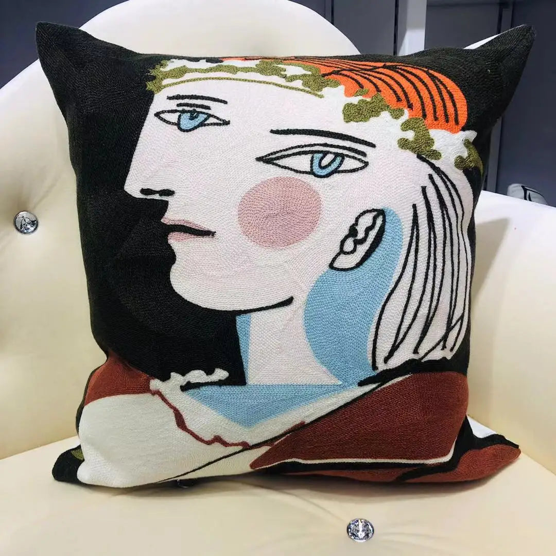 High Quality Picasso Abstract Embroidered Canvas Cushion Covers Premium Soft Funda De Cojin Pop Art Cushions to 'pop' your home.18" x18"  45cm x 45cm 

20 + patterns so be sure to look.