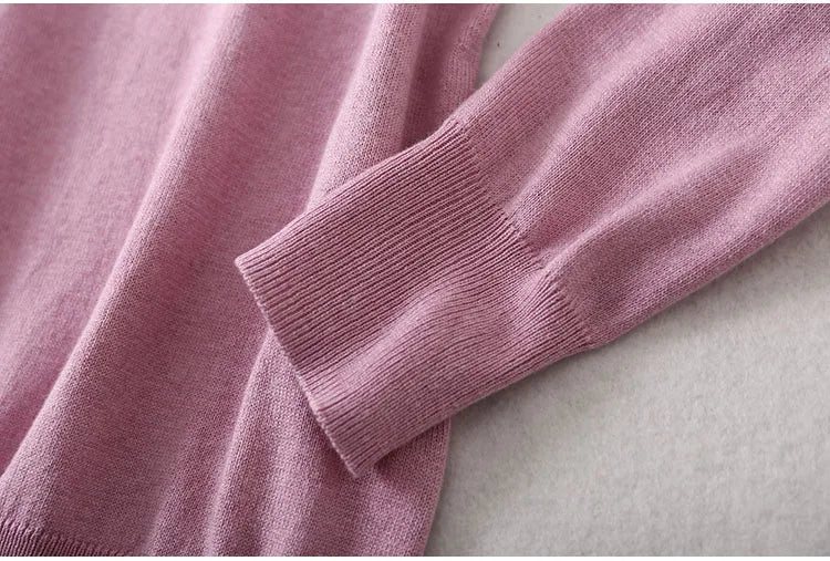 Women Luxurious 85% Silk 15% Cashmere V Neck Long Sleeve Pullover Sweater