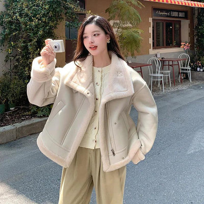 Lamb sheepskin shearling jacket super warm, an essential. Super now worn oversized. - Moda-Airneis