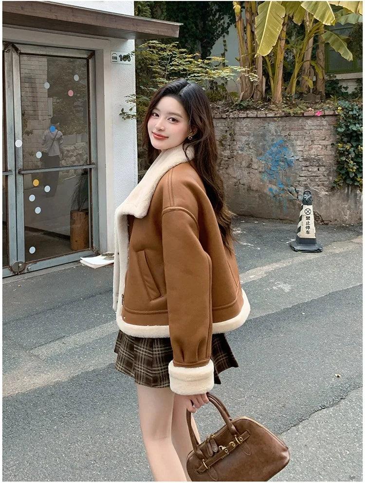 Lamb sheepskin shearling jacket super warm, an essential. Super now worn oversized. - Moda-Airneis