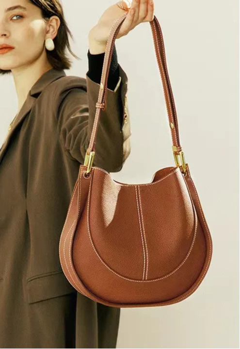 'Roma' Stylish Cowhide Leather 28cm (11.02") shoulder or crossbody tote bag. - Moda-Airneis