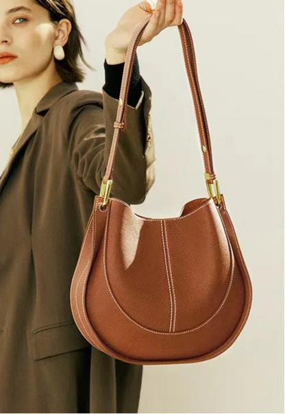'Roma' Stylish Cowhide Leather 28cm (11.02") shoulder or crossbody tote bag. - Moda-Airneis