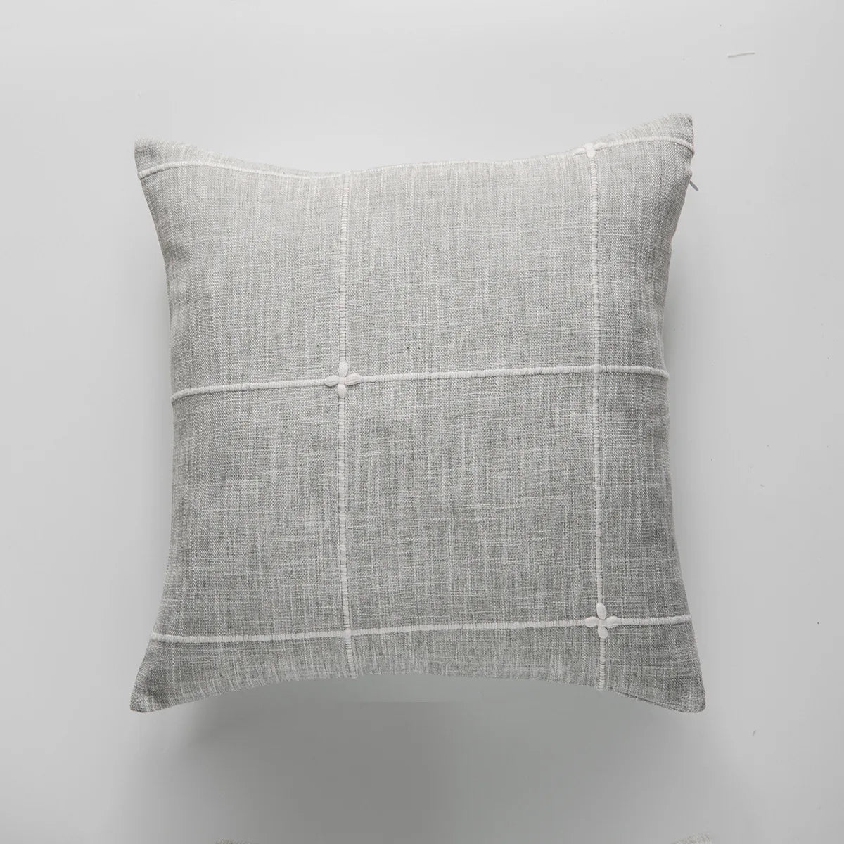 Simple Plaid Cushion Cover Brown Grey Embroidery Stripe 45x45cm 60x60cm Cotton Linen Pillow Cover Home Decoration Living Room