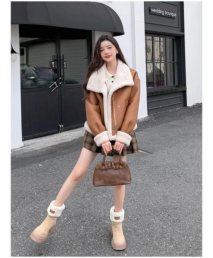 Lamb sheepskin shearling jacket super warm, an essential. Super now worn oversized. - Moda-Airneis