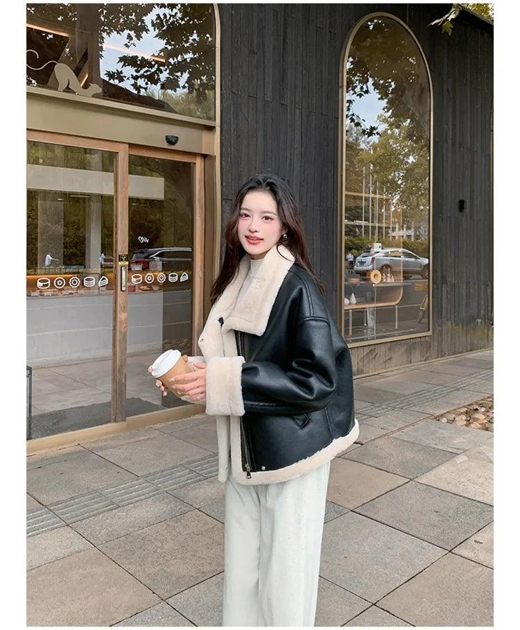 Lamb sheepskin shearling jacket super warm, an essential. Super now worn oversized. - Moda-Airneis