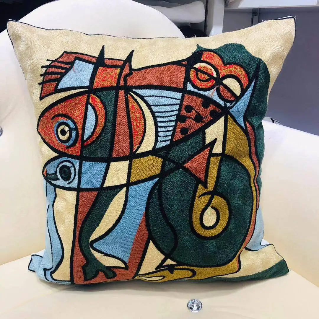 High Quality Picasso Abstract Embroidered Canvas Cushion Covers Premium Soft Funda De Cojin Pop Art Cushions to 'pop' your home.18" x18"  45cm x 45cm 

20 + patterns so be sure to look.