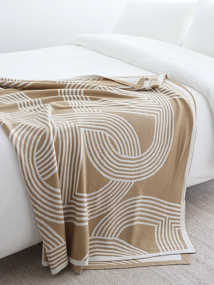 Knitted bed/sofa throw Soft geometric pattern. 130cm x 180cm  51.2" x 71"