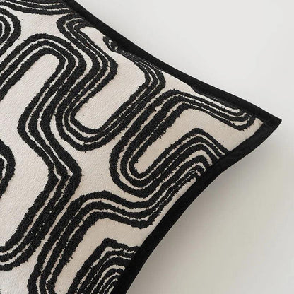 Beige Black Luxury Cushion Cover Retro Chenille Jacquard Pillow Cover 18" x 18" 45cm x 45cm - Moda-Airneis